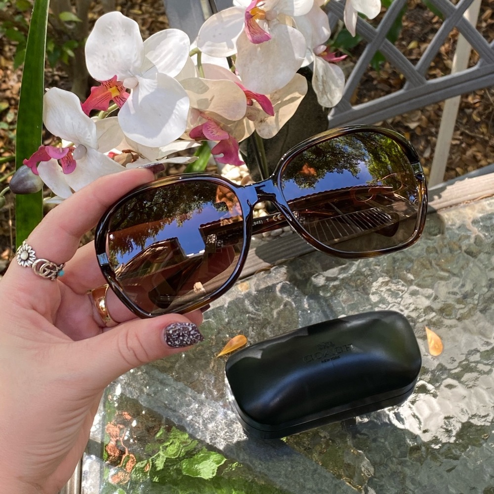 Coach Tortoise & Gold Logo Sunglasses - Picture 6 of 16